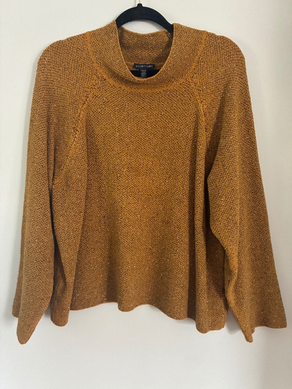 Eileen Fisher woven cotton sweater XL mustard color